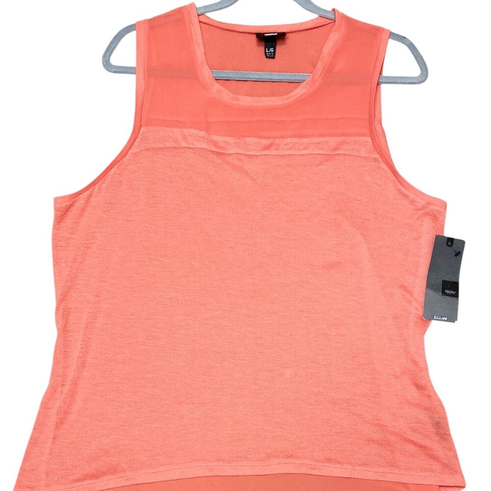 Mossimo L Orange Tank Top Lightweight Sheer Hi Lo Hem NWT Beach Party Chic